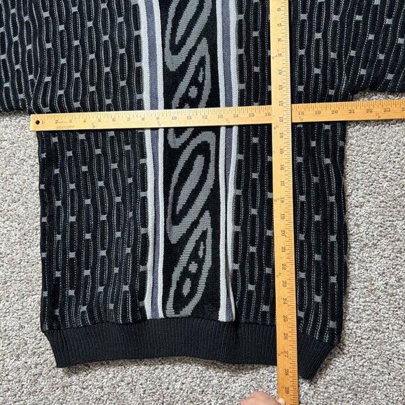Vtg Barrage Coogi Style Sweater Mens M Black/Gray 3D Geometric Knit Pullover - Picture 8 of 10